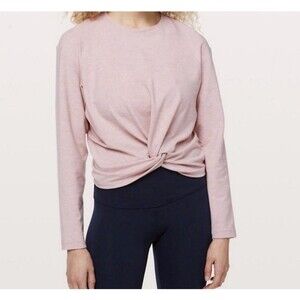 Lululemon Pink Tuck and Gather Twist Front Long Sleeve Crew Neck EUC